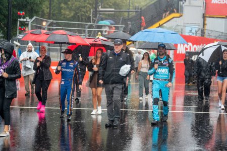Photo for NASCAR Cup Driver, JUSTIN HALEY (31) escapes the rain for the Inaugural Grant Park 220 on the Chicago Street Course in Chicago IL. - Royalty Free Image