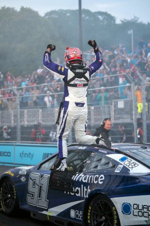 Photo for NASCAR Cup Driver, Shane van Gisbergen (91), celebrates his win for the Inaugural Grant Park 220 on the Chicago Street Course in Chicago IL. - Royalty Free Image