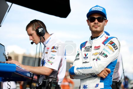 Photo for NASCAR Cup Driver, Kyle Larson (5) takes to the track to qualify for the Quaker State 400 Available at Walmart at the Atlanta Motor Speedway in Hampton GA. - Royalty Free Image