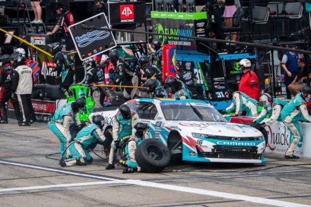Photo for NASCAR Xfinty Driver, Chandler Smith (16) and crew make a pitstop for the Ambetter Health 200 at the New Hampshire Motor Speedway in Loudon NH. - Royalty Free Image