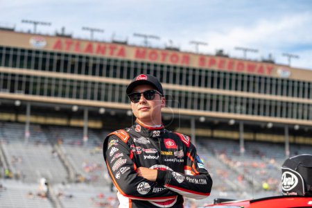 Photo for NASCAR Cup Driver, Christopher Bell (20) takes to the track to qualify for the Quaker State 400 Available at Walmart at the Atlanta Motor Speedway in Hampton GA. - Royalty Free Image