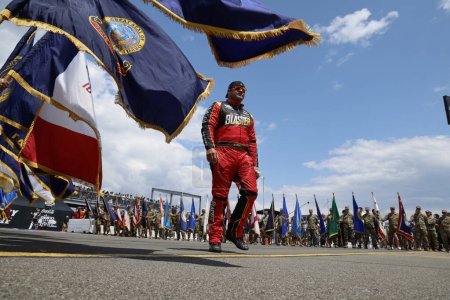 Photo for NASCAR Cup Series Driver, BJ McLeod (78) gets introduced for the HighPoint.com 400 at the Pocono Raceway in Long Pond PA. - Royalty Free Image