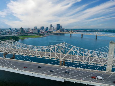 Photo for Aerial view of the city of Louisville, Kentucky on the Ohio River. - Royalty Free Image