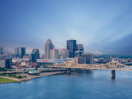Photo for Aerial view of the city of Louisville, Kentucky on the Ohio River. - Royalty Free Image