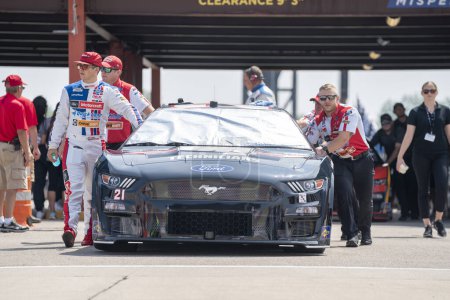 Photo for NASCAR Cup Series Driver, Harrison Burton (21) takes to the track to practice for the FireKeppers 400 at the Michigan International Speedway in Brooklyn MI. - Royalty Free Image