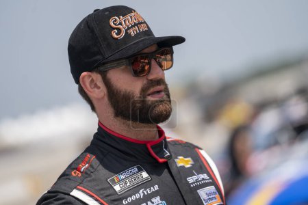 Photo for NASCAR Cup Series Driver, Corey LaJoie (7) takes to the track to practice for the FireKeppers Casino 400 at the Michigan International Speedway in Brooklyn MI. - Royalty Free Image