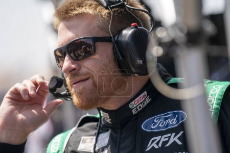 Photo for NASCAR Cup Series Driver, Chris Buescher (17) takes to the track to practice for the FireKeppers Casino 400 at the Michigan International Speedway in Brooklyn VA. - Royalty Free Image