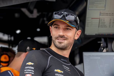 Photo for INDYCAR Series driver, ALEXANDER ROSSI (7) of Nevada City, California, prepares to quality for the Bommarito Automotive Group 500 at World Wide Technology Raceway in Madison, IL, USA. - Royalty Free Image