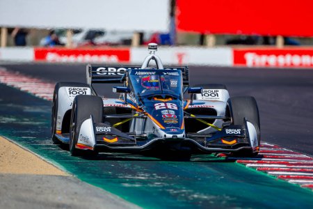 Photo for INDYCAR Series driver, COLTON HERTA (26) of Valencia, California, travels through the turns during a practice session for the Firestone Grand Prix of Monterey at WeatherTech Raceway Laguna Seca in Monterey CA. - Royalty Free Image