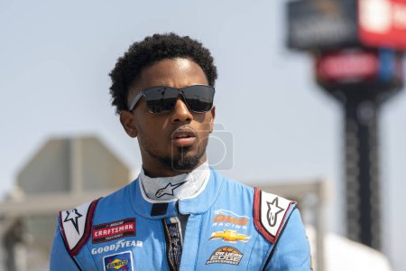 Photo for NASCAR Craftsman Truck Series Driver Rajah Caruth (24) takes to the track for the kansas Lottery 200 at the Kansas Speedway in Kansas City KS. - Royalty Free Image