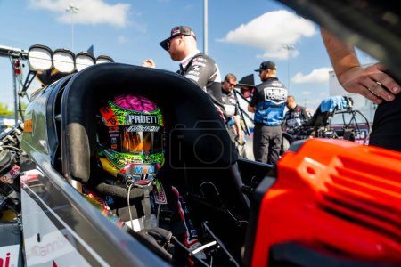 Photo for Sep 24, 2023-Concord, NC:  NHRA Top Fuel Dragster Series driver, Leah Pruett, prepares to make a run during the Betway Carolina Nationals. - Royalty Free Image