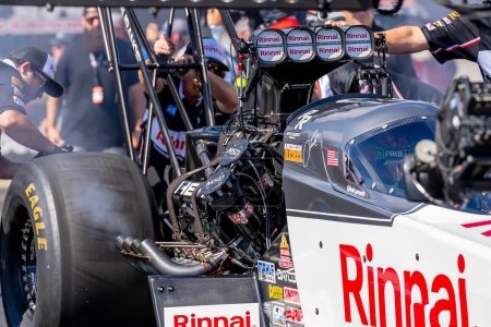 Photo for Sep 24, 2023 - Concord, NC:  NHRA Top Fuel Dragster Series driver, Leah Pruett, runs down the lane during the Betway Carolina Nationals. - Royalty Free Image