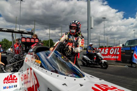 Photo for Sep 24, 2023-Concord, NC:  NHRA Top Fuel Dragster Series driver, Doug Kalitta, prepares to make a run during the Betway Carolina Nationals. - Royalty Free Image