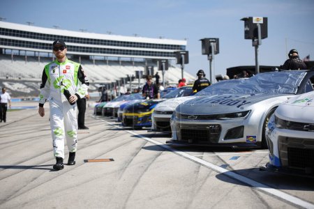 Photo for NASCAR Cup Series Driver, Tyler Reddick (45) gets ready to qualify for the Autotrader EchoPark Automotive 400 at the Texas Motor Speedway in Fort Worth TX. - Royalty Free Image