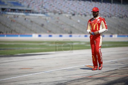 Photo for NASCAR Cup Series Driver, Bubba Wallace (23) gets ready to qualify for the Autotrader EchoPark Automotive 400 at the Texas Motor Speedway in Fort Worth TX. - Royalty Free Image