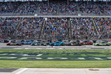 Photo for NASCAR Cup Series Driver Brad Keselowski (6) races for position for the Autotrader EchoPark Automotive 400 at the Texas Motor Speedway in Fort Worth TX. - Royalty Free Image