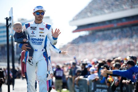 Photo for NASCAR Cup Series Driver Kyle Larson (5) gets introduced for the Bank of Amercia ROVAL 400 at the Charlotte Motor Speedway in Concord NC. - Royalty Free Image