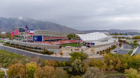 Téléchargez les photos : Vue Aérienne du Premier Champ D'amérique, foyer du Real Salt Lake et du National Womens Soccer League Club Utah Royals FC. - en image libre de droit