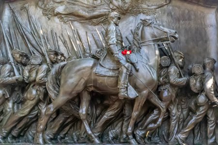 Photo for The Memorial to Robert Gould Shaw and the Massachusetts Fifty-Fourth Regiment is a bronze relief sculpture by Augustus Saint-Gaudens. - Royalty Free Image