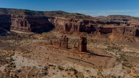 Aerial photography of Utah's mesmerizing rock formations captures the breathtaking geological wonders of the state.