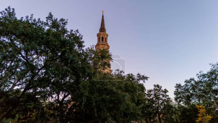 Photo for Aerial view of St. Philips Church is an historic church at 142 Church Street in Charleston, South Carolina. - Royalty Free Image