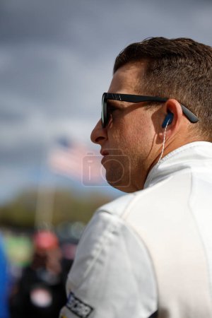 Photo for NASCAR Xfinity Series driver, AJ Allmendinger gets ready to practice for the DUDE Wipes 250 in Martinsville, VA, USA - Royalty Free Image