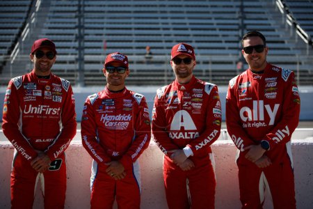 Photo for Hendrick Motorsports poses for a photo before practicing for the Cook Out 400 in Martinsville, VA, USA - Royalty Free Image