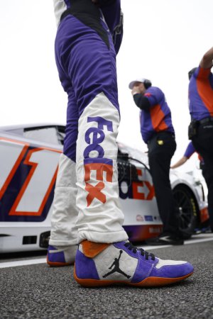 Photo for Denny Hamlin gets ready to qualify for the GEICO 500 in Lincoln, AL, USA - Royalty Free Image