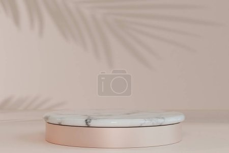 Photo for Exhibition Podium, stand, on pastel light architectural background for premium product, 3D render. - Royalty Free Image