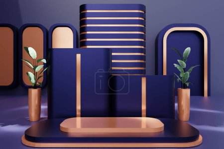 3 d render of abstract background with podium for product presentation