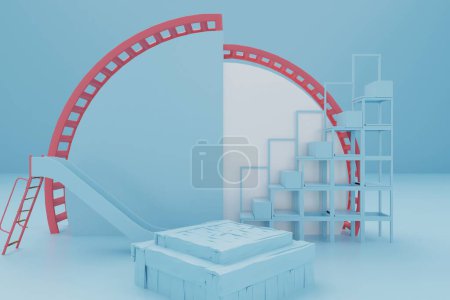 Photo for 3d background products display podium blue scene with geometric platform. background vector 3d render with podium. stand to show cosmetic product. Stage showcase on pedestal display studio - Royalty Free Image