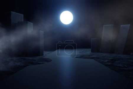 Photo for Dark place with concrete and empty space for text. 3 d rendering - Royalty Free Image