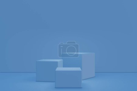 Photo for Abstract blue scene for product display. Empty show for packaging product presentation. Background for products. Mock up the pedestal. - Royalty Free Image