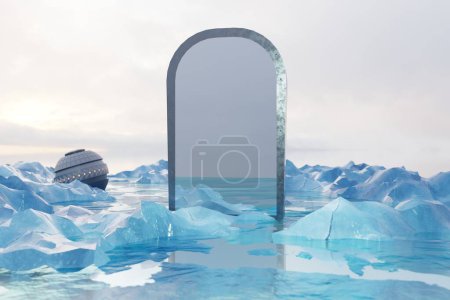 Foto de Espejo flotando en el lago iceberg hielo - Imagen libre de derechos