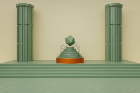 3 d abstract podium with geometric shape, 3 d render.