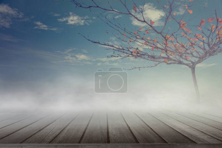 Photo for Wooden table with empty background for your display or product - Royalty Free Image