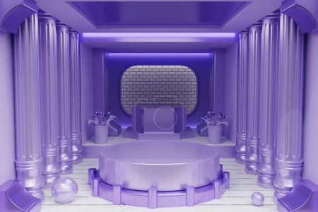 3 d render of the podium with stage. 3 d stage