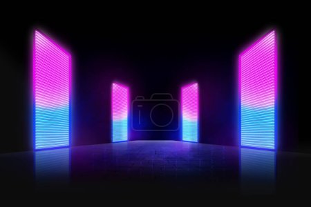 Photo for Neon lights background. empty space for your text. 3 d rendering - Royalty Free Image