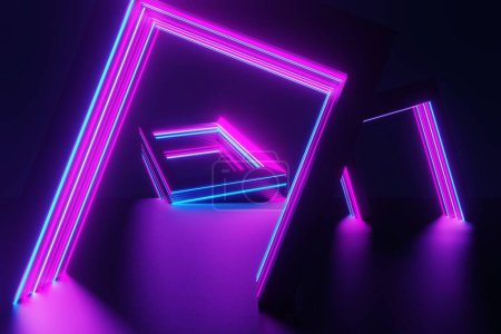 Photo for Abstract futuristic background with neon lights. 3d illustration - Royalty Free Image