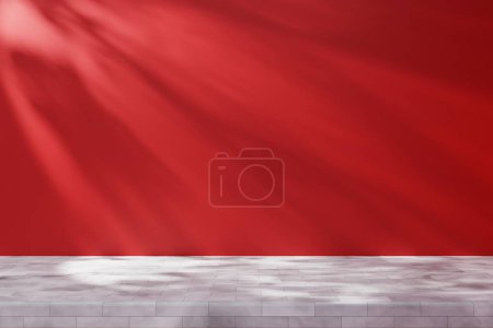 Téléchargez les photos : Chambre vide et mur rouge avec fond de plancher en béton - en image libre de droit