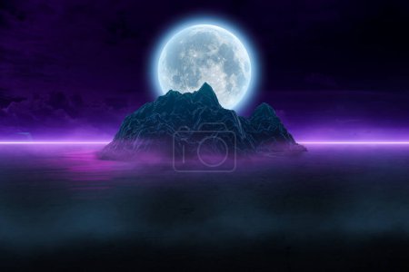 Téléchargez les photos : Scène fantastique pour l'affichage de produits avec une lune éclatante - en image libre de droit