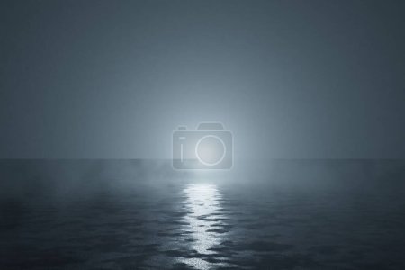 Téléchargez les photos : 3 d rendu de paysage marin avec brouillard - en image libre de droit