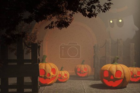 Téléchargez les photos : Effrayant fond d'Halloween. Rendu 3d - en image libre de droit