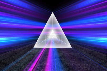 Photo for 3 d abstract background with white triangle and neon lights - Royalty Free Image