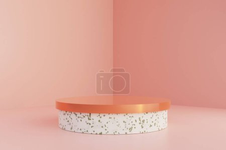 Foto de 3d background Glossy products display pink podium scene with geometric platform. background 3d render with podium. stand to show cosmetic product. Stage showcase on pedestal display studio - Imagen libre de derechos