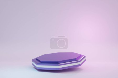 Foto de Podio púrpura con fondo rosa. renderizado 3d - Imagen libre de derechos