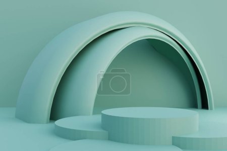 3 d rendering of abstract minimal podium with geometric shapes on color background. for advertising, product display, cosmetic, showcase.