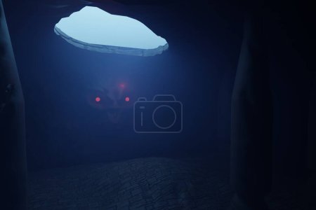 Téléchargez les photos : Concept halloween - fantôme effrayant horreur dans une forêt sombre - en image libre de droit