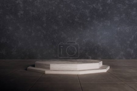 Foto de Mesa de mármol vacía y pared de hormigón. Representación 3 d - Imagen libre de derechos