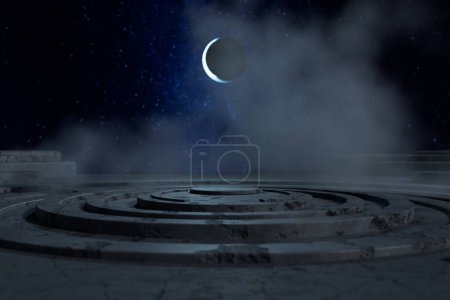 Téléchargez les photos : Vue nocturne de la ville de la lune - en image libre de droit